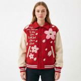 Double Layer Threaded  Print Contrast Color Jackets YNSF-8038