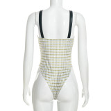 Houndstooth Printed Sling Bodysuit Cloak Set GDSF-Q26ST173