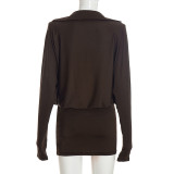 Casual Long Sleeve Ruched Mini Dress GSZM-C26DS337
