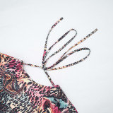 Leopard Print Long Sleeve Backless Mini Dress GSZM-D26DS306