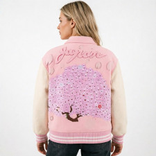 Double Layer Threaded  Print Contrast Color Jackets YNSF-8038