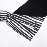 Single Shoulder Long Sleeve Stripe Mini Dress GSZM-C26DS328