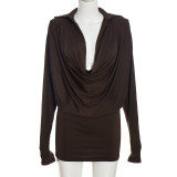 Casual Long Sleeve Ruched Mini Dress GSZM-C26DS337