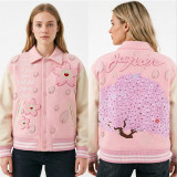 Double Layer Threaded  Print Contrast Color Jackets YNSF-8038