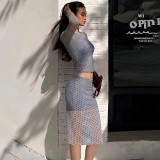 Polka Dot Print Mesh Two Piece Skirt Set LJSF-S6722125X