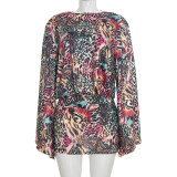 Leopard Print Long Sleeve Backless Mini Dress GSZM-D26DS306