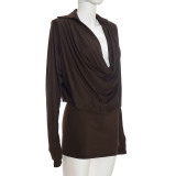 Casual Long Sleeve Ruched Mini Dress GSZM-C26DS337