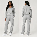 VIP1 Print Long Sleeve Sport Two Piece Pants Set QKYF-71658