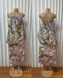 Sexy Print Off Shoulder Maxi Dress GADE-11339