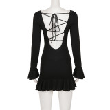 Long Sleeve Backless Bandage Dress GPKJ-MR51165