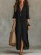 Short Sleeve Lapel Split Maxi Dress GWDS-260718