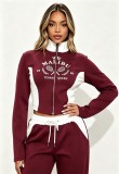 Contrast Color Letter Print Pants Suit GBGF-9026