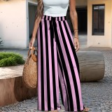 Plus Size Stripe Printed Casual Wide Leg Pants QXLB-XRB-8DYRGN