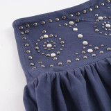 Hot Diamond Rivet Pleated Irregular Skirt GPKJ-MR51250