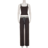Leopard Print Contrast Color Two Piece Pants Set GPKJ-MR51393