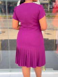Pleated Bow Invisible Zipper Midi Dress GYLY-11299