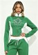 Contrast Color Letter Print Pants Suit GBGF-9026