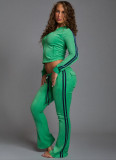 Solid Color Zipper Top Two Piece Pants Set YD-8840