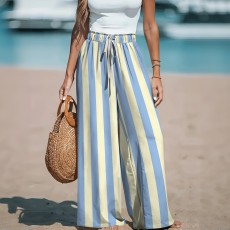 Plus Size Stripe Printed Casual Wide Leg Pants QXLB-XRB-8DYRGN