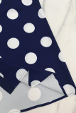 Polka Dot Print 3/4 Sleeve Midi Dress GYLY-11347