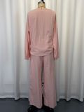 Loose V Neck Logn Sleeve Pants 2 Piece Set GWDS-260719