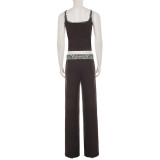 Leopard Print Contrast Color Two Piece Pants Set GPKJ-MR51393