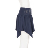 Hot Diamond Rivet Pleated Irregular Skirt GPKJ-MR51250