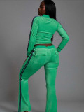 Solid Color Zipper Top Two Piece Pants Set YD-8840