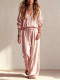 Loose V Neck Logn Sleeve Pants 2 Piece Set GWDS-260719