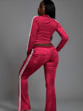 Solid Color Zipper Top Two Piece Pants Set YD-8840