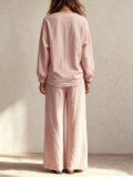 Loose V Neck Logn Sleeve Pants 2 Piece Set GWDS-260719