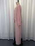 Loose V Neck Logn Sleeve Pants 2 Piece Set GWDS-260719