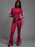 Solid Color Zipper Top Two Piece Pants Set YD-8840