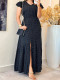 Polka Dot Printed V Neck Maxi Dress GYLY-10903