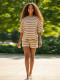 Stripe Print Short Sleeve T-shirt Short Suit YH-5368