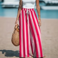 Plus Size Stripe Printed Casual Wide Leg Pants QXLB-XRB-8DYRGN