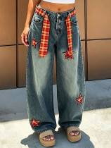 Star Embroidered Loose Jeans GYLN-6180