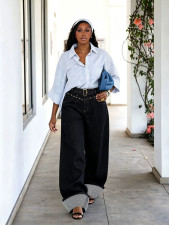 Plus Size Hot Drill Rivet Washed Jeans GYLN-3836