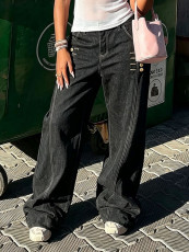 Plus Size Washed Wide Leg Jeans GYLN-0127