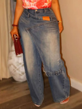 Plus Size Irregular Patchwork Washed Jeans GYLN-1888