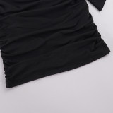 Lace Patchwork Bat Sleeve Mini Dress GPKJ-MR51293