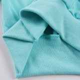 Solid Color Zipper Hooded Sweatshirt Two Piece Shorts Set GPKJ-MR51387