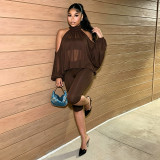 Solid Color Off Shoulder Three Piece Set GDSF-C26ST343