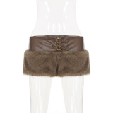 Casual Fur Patchwork Leather Short GPKJ-MR50782