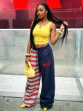Stripe Color Block Letter Embroidery Sweatpants GYLN-YLP0219
