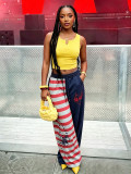 Stripe Color Block Letter Embroidery Sweatpants GYLN-YLP0219