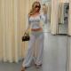 Long Sleeve Solid Color Loungewear Two Piece Pants Set GPKJ-MR51734