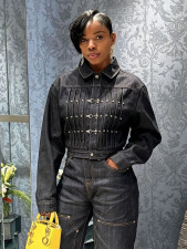 Long Sleeve Pleated Denim Jackets GYLN-2002
