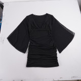 Lace Patchwork Bat Sleeve Mini Dress GPKJ-MR51293