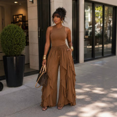 Asymmetric Layered Ruffle Casual Pants SH-391691